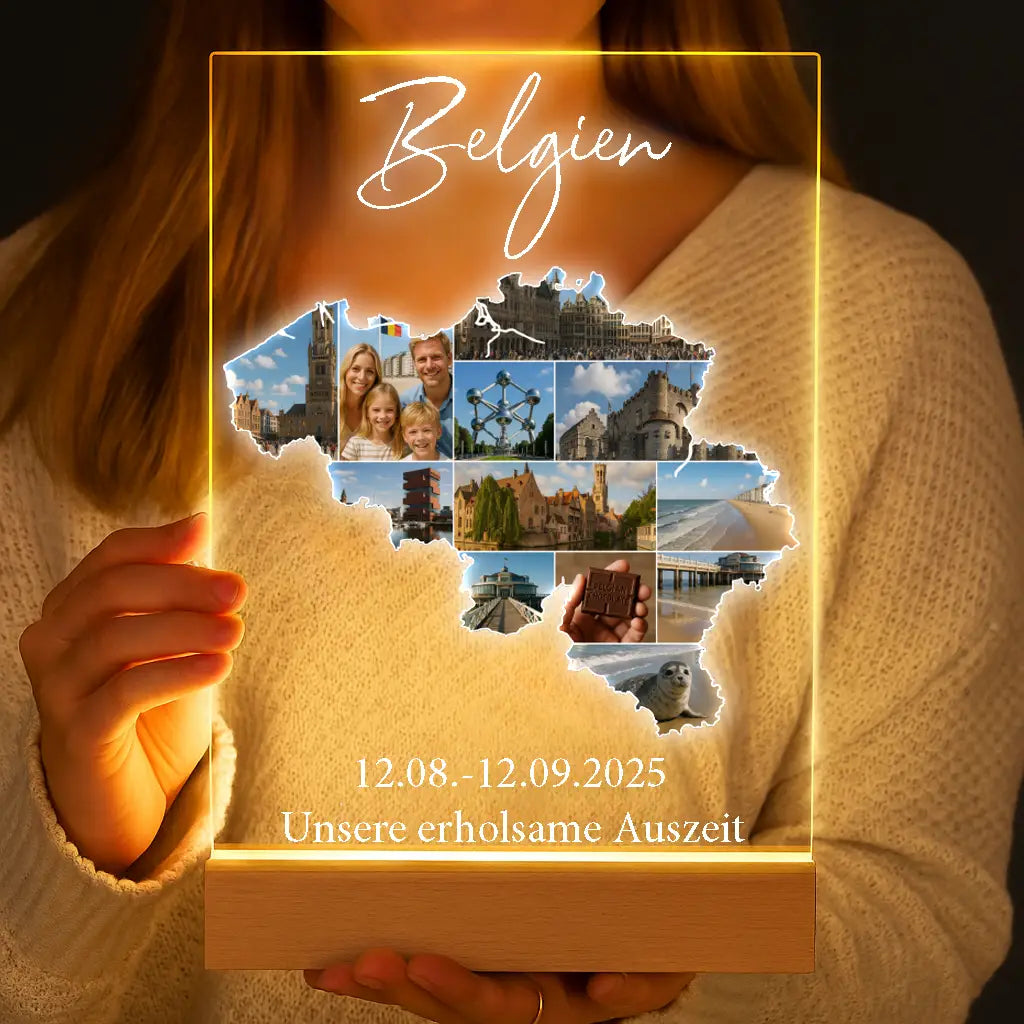 Personalisierte LED-Lampe aus Acrylglas "Unser Urlaub #1"