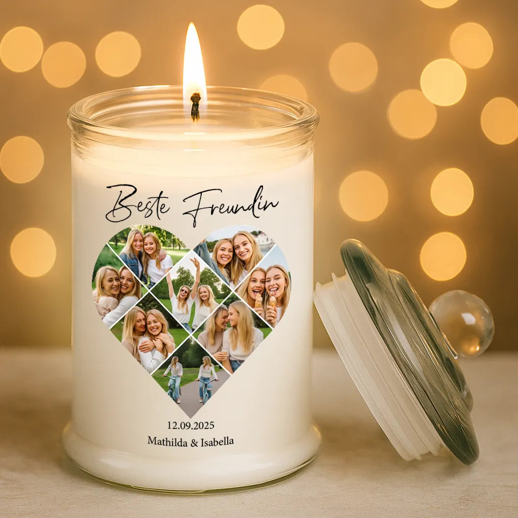 Personalisierte Duftkerze "Fotocollage #5 Herz"