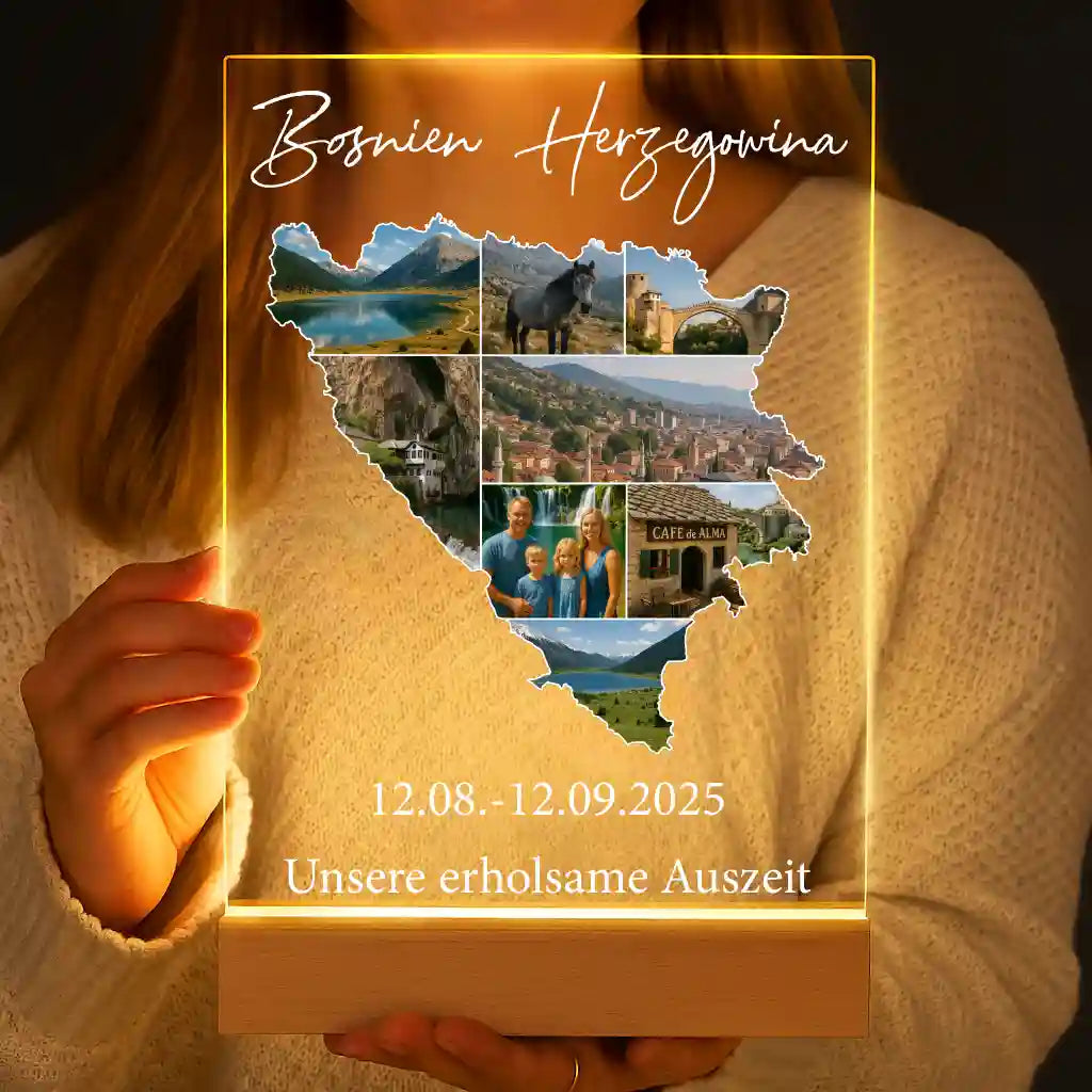 Personalisierte LED-Lampe aus Acrylglas "Unser Urlaub #1"