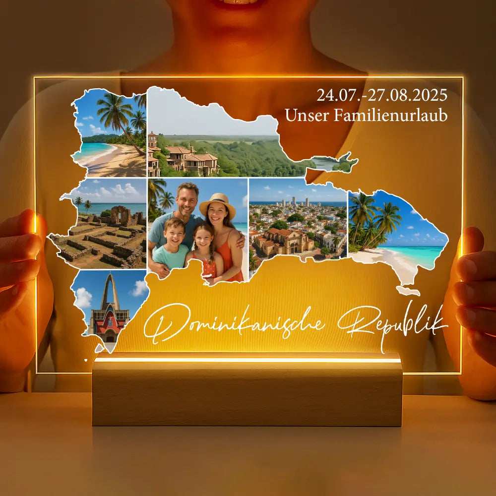 Personalisierte LED-Lampe aus Acrylglas "Unser Urlaub #1"