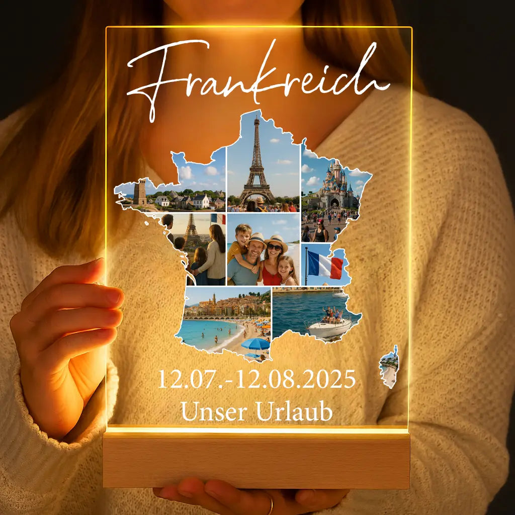 Personalisierte LED-Lampe aus Acrylglas "Unser Urlaub #1"
