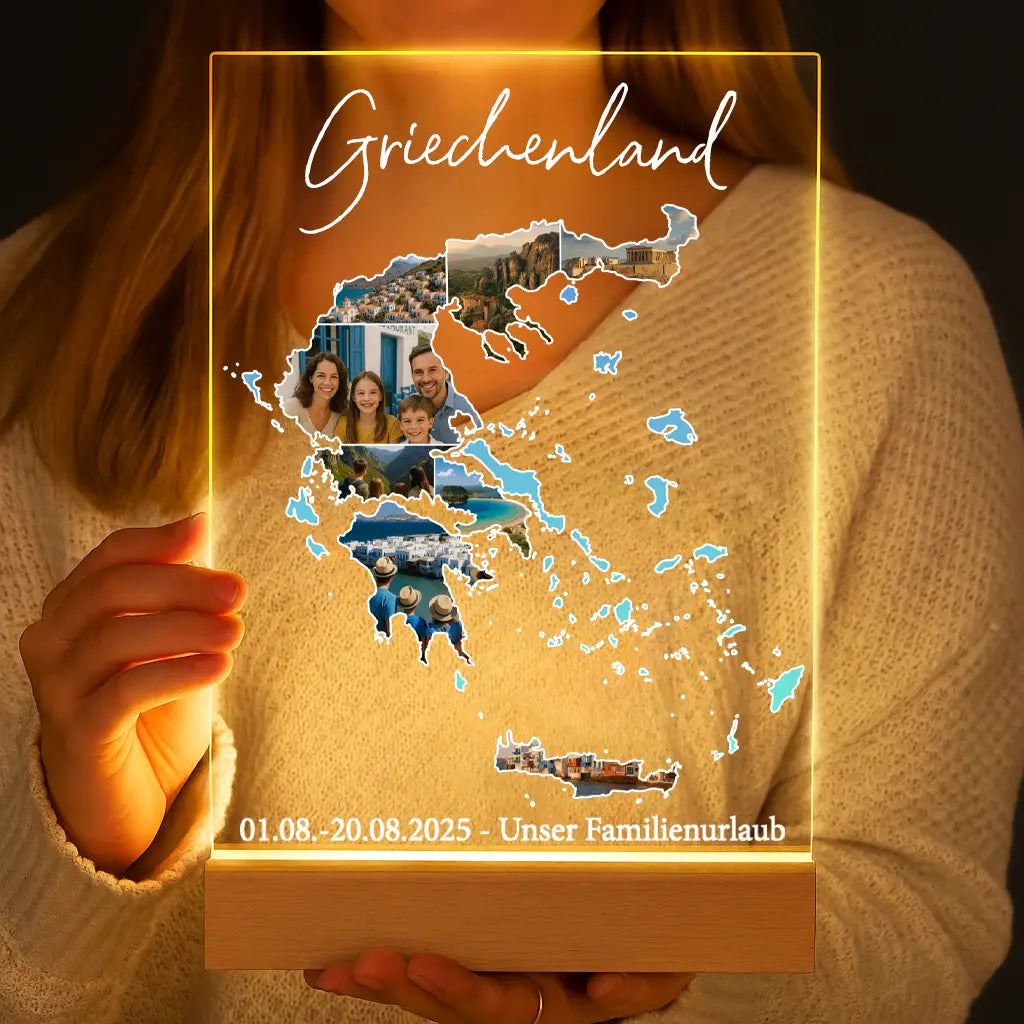 Personalisierte LED-Lampe aus Acrylglas "Unser Urlaub #1"