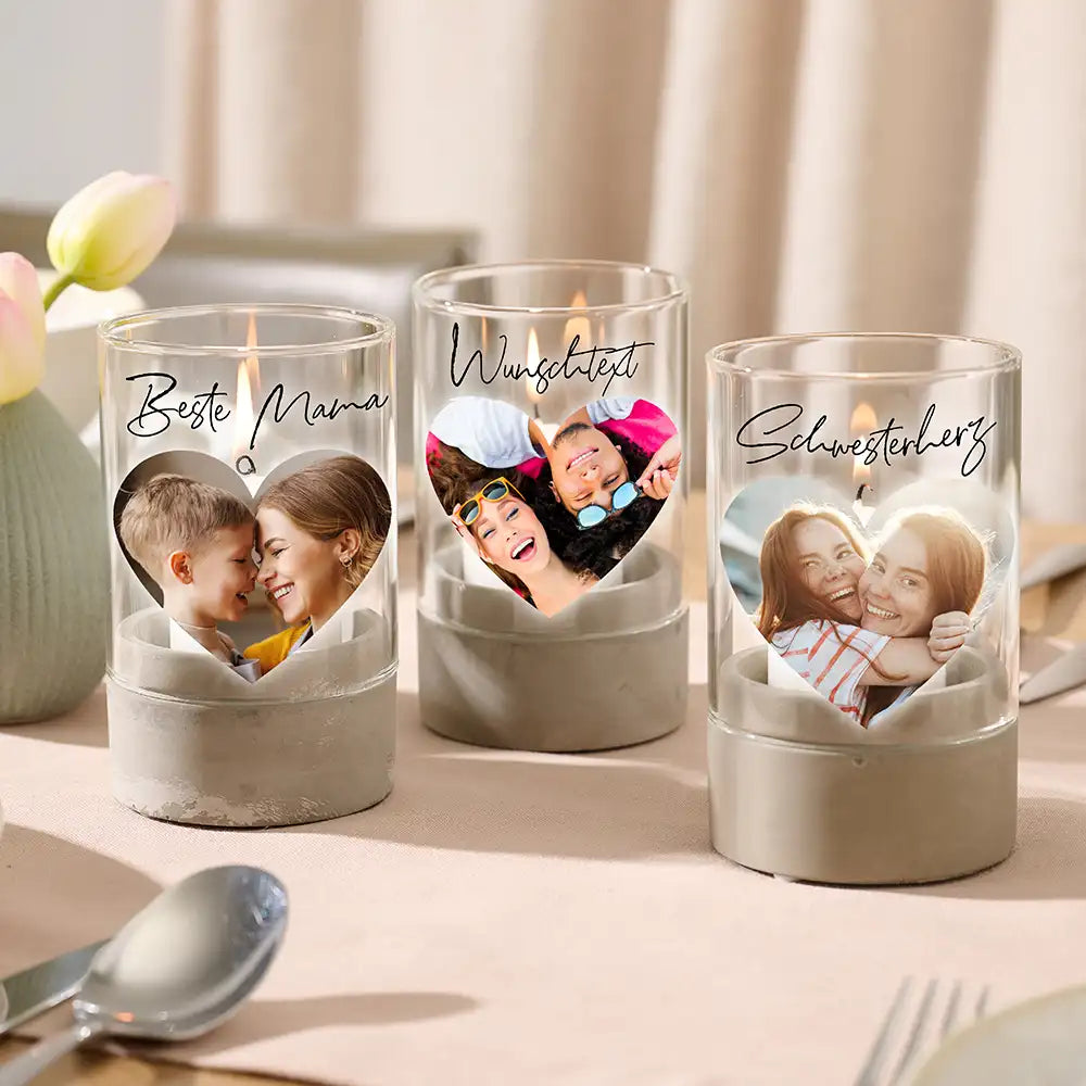 Personalisiertes Windlicht "Fotocollage #5 Herz"
