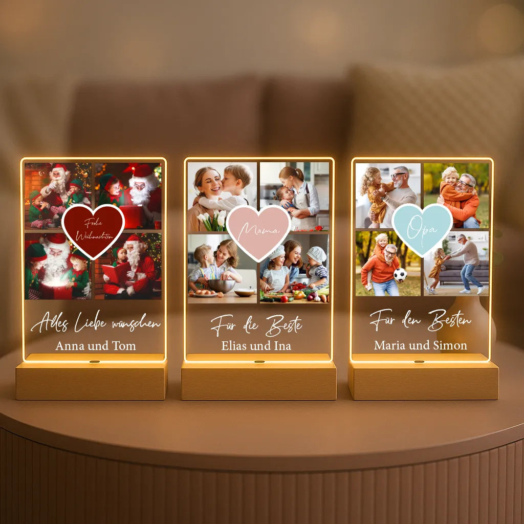 Personalisierte LED-Lampe aus Acrylglas "Fotocollage #2"