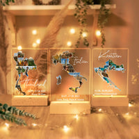 Personalisierte LED-Lampe aus Acrylglas "Unser Urlaub #1"