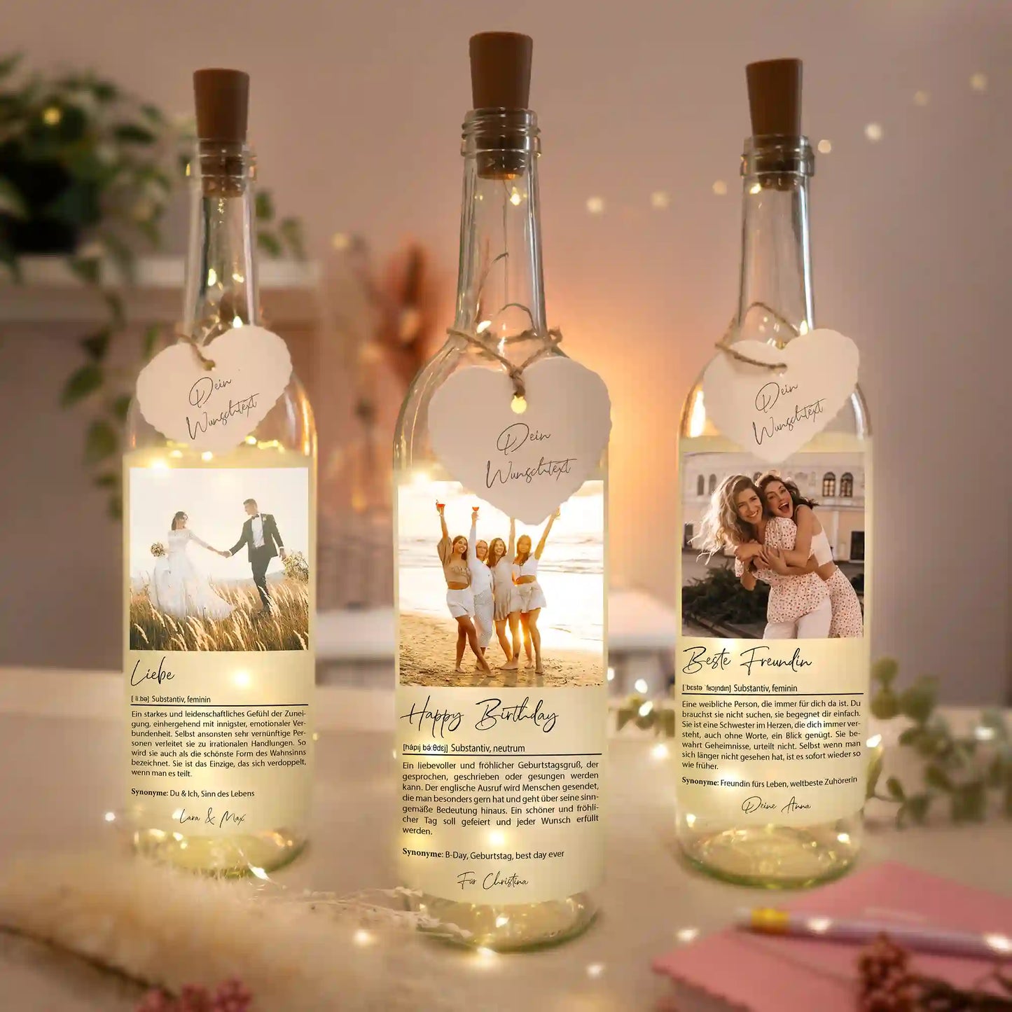 Personalisierte Lichterflasche "Definition"