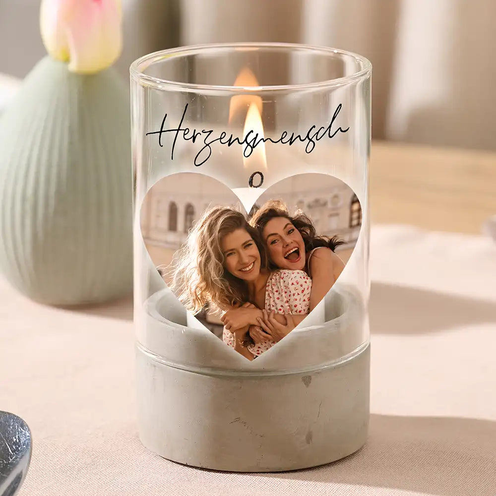 Personalisiertes Windlicht "Fotocollage #5 Herz"