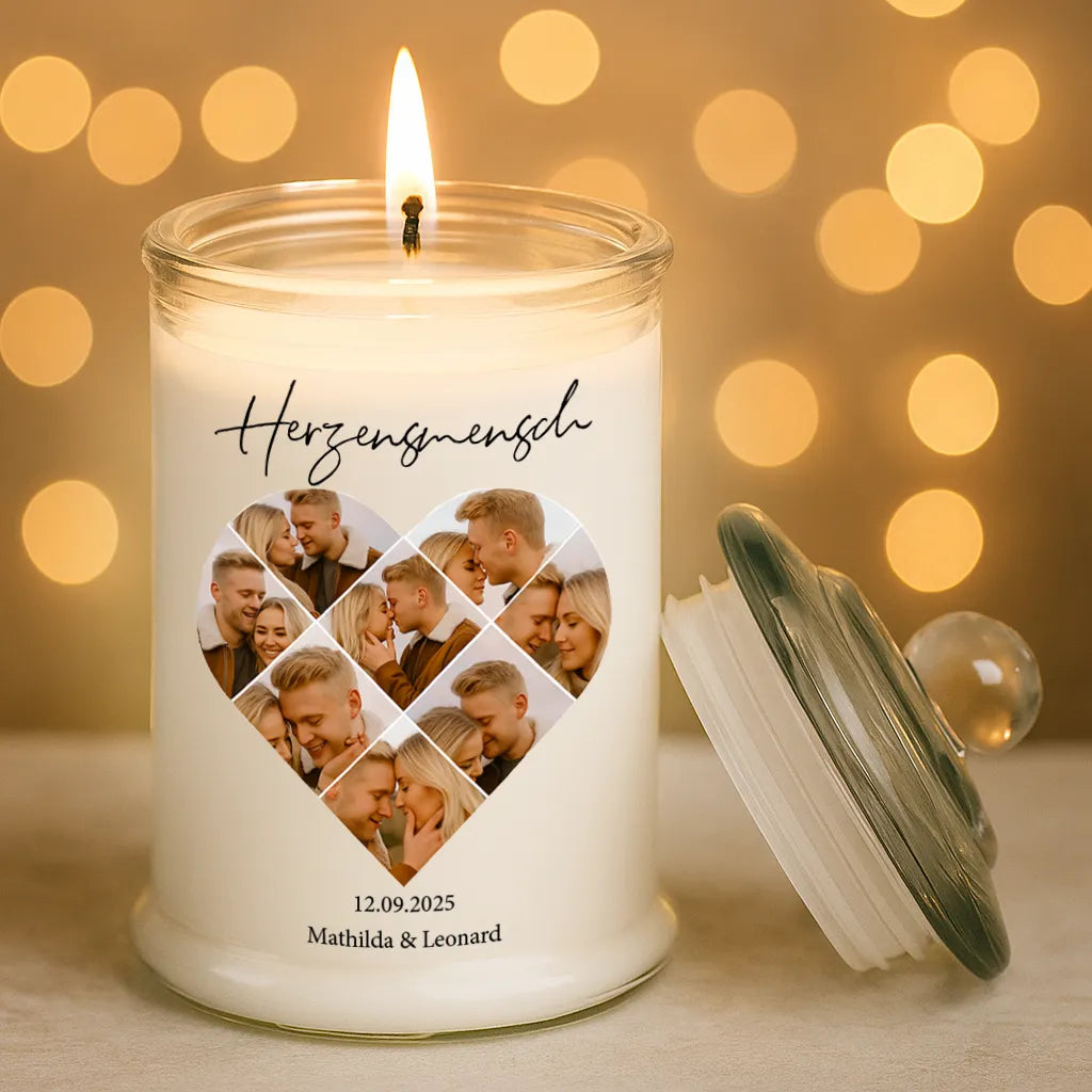 Personalisierte Duftkerze "Fotocollage #5 Herz"
