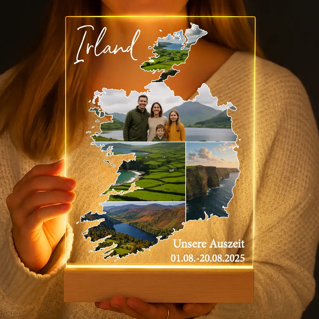 Personalisierte LED-Lampe aus Acrylglas "Unser Urlaub #1"