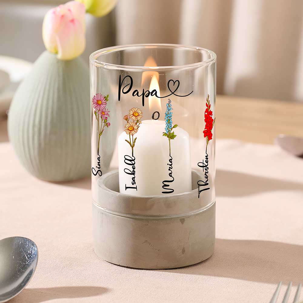 Personalisiertes Windlicht "Geburtsblume"