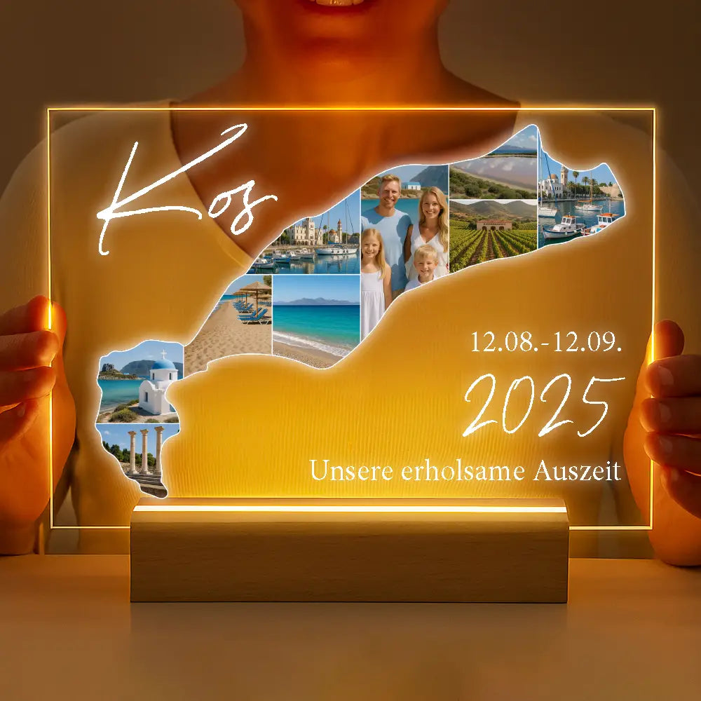 Personalisierte LED-Lampe aus Acrylglas "Unser Urlaub #1"