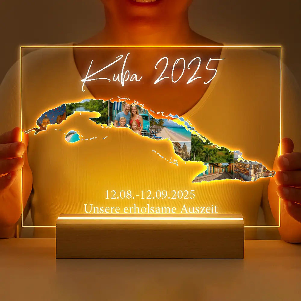 Personalisierte LED-Lampe aus Acrylglas "Unser Urlaub #1"