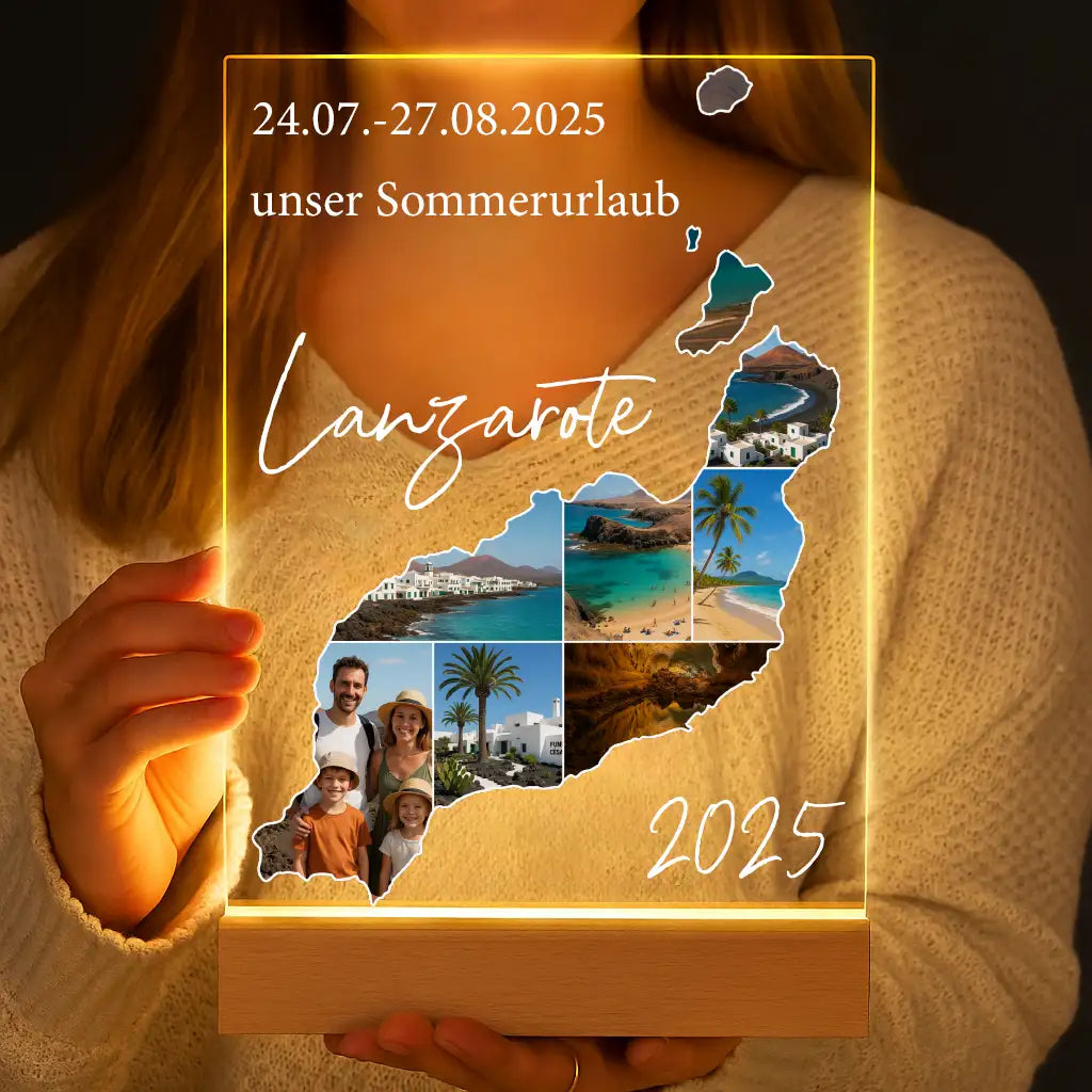 Personalisierte LED-Lampe aus Acrylglas "Unser Urlaub #1"