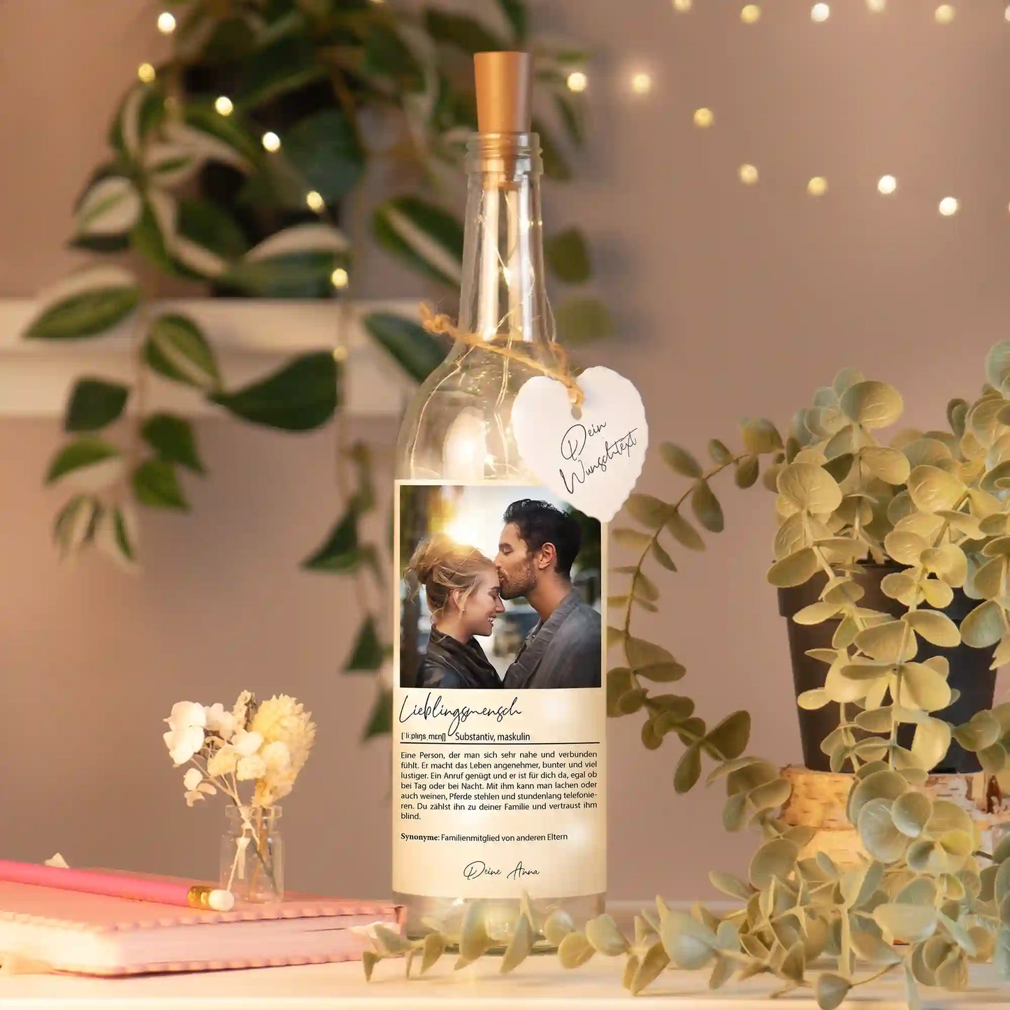 Personalisierte Lichterflasche "Definition"
