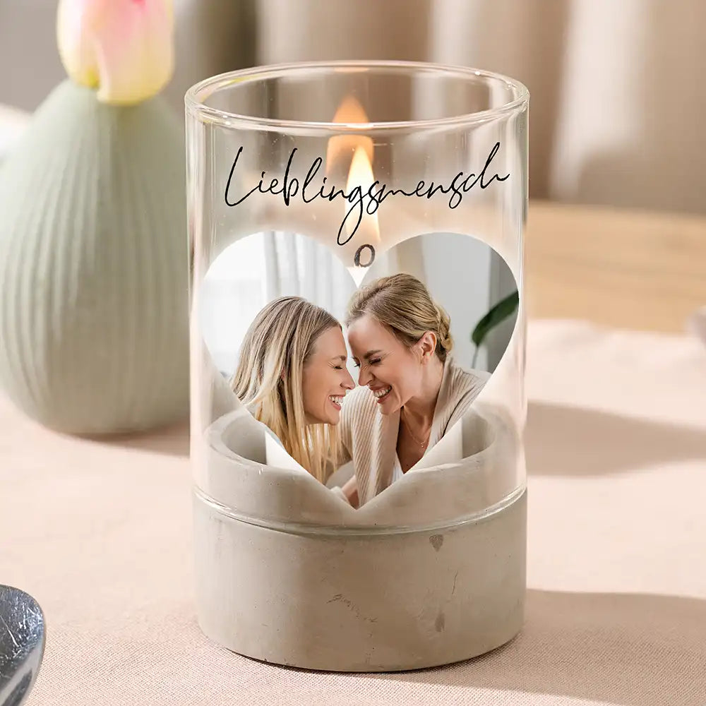 Personalisiertes Windlicht "Fotocollage #5 Herz"