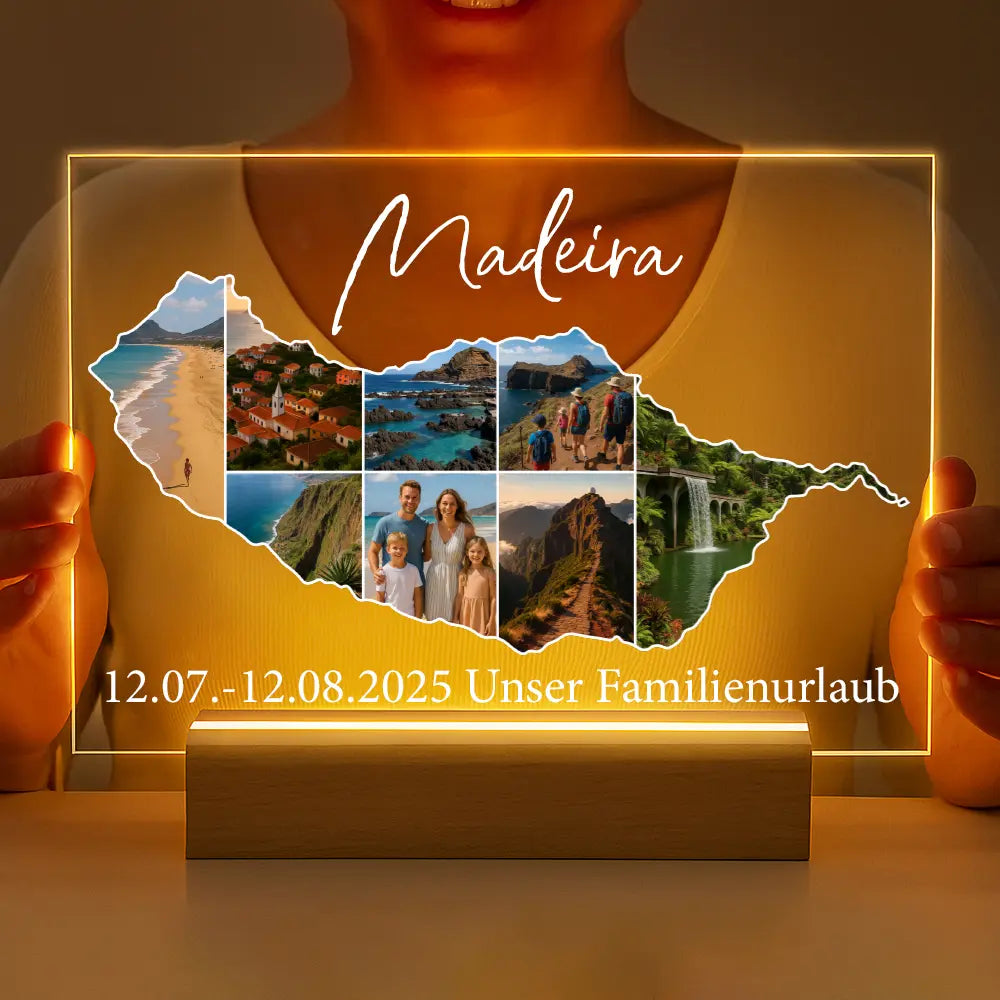 Personalisierte LED-Lampe aus Acrylglas "Unser Urlaub #1"