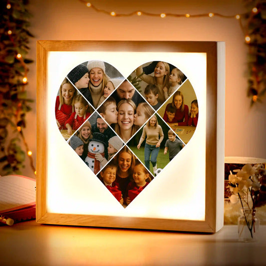 Beleuchteter Bilderrahmen inkl. personalisiertem Bild "Fotocollage #5 Herz"