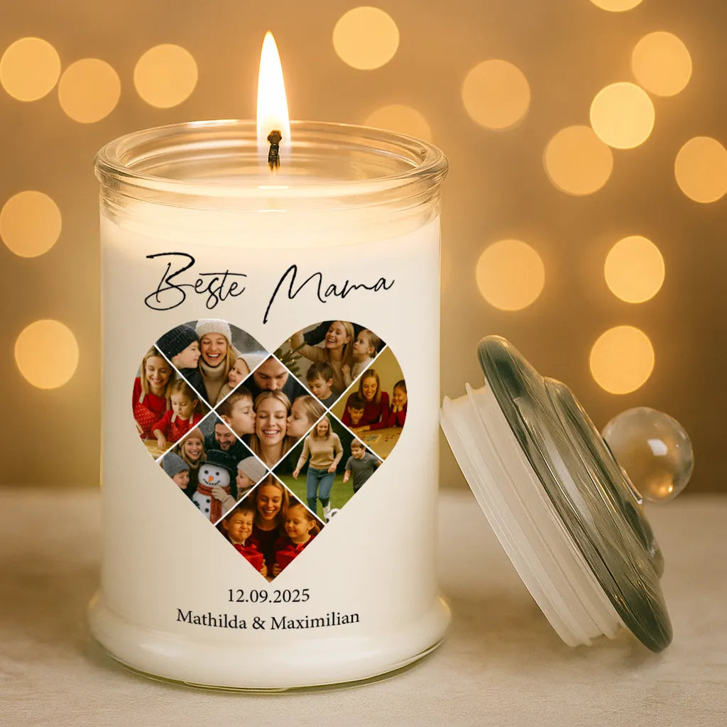 Personalisierte Duftkerze "Fotocollage #5 Herz"