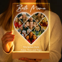 Personalisierte LED-Lampe aus Acrylglas "Fotocollage #5 Herz"