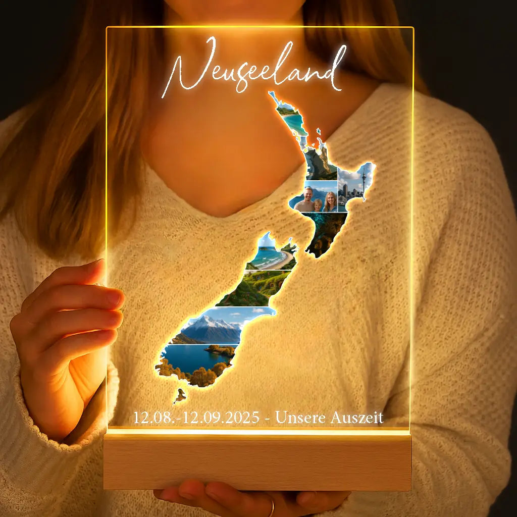 Personalisierte LED-Lampe aus Acrylglas "Unser Urlaub #1"