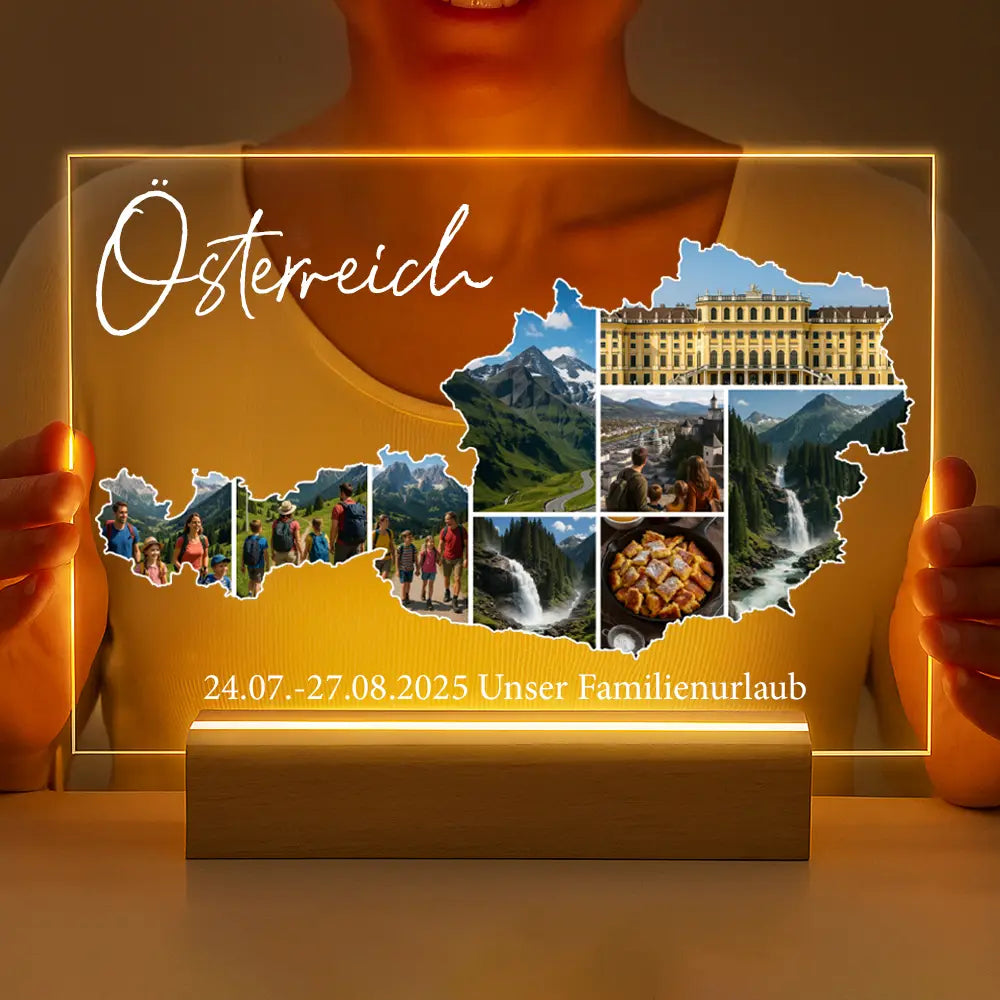 Personalisierte LED-Lampe aus Acrylglas "Unser Urlaub #1"