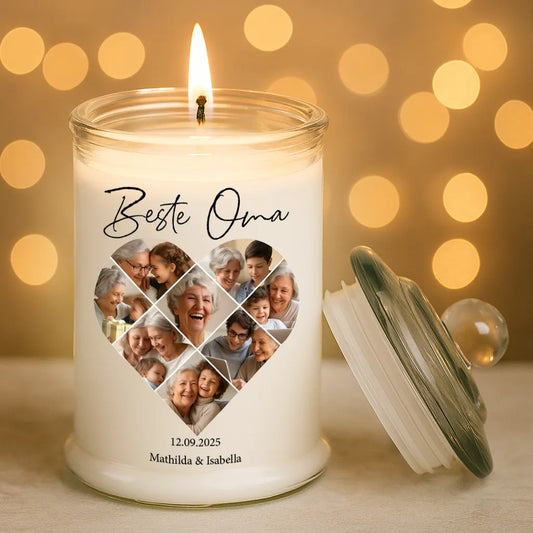Personalisierte Duftkerze "Fotocollage #5 Herz"