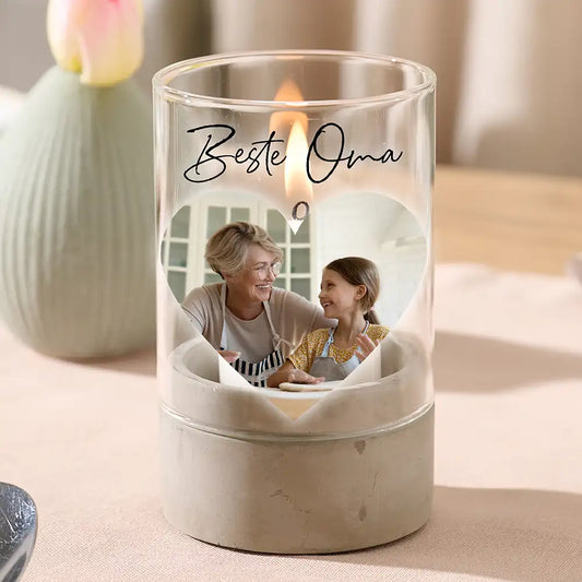 Personalisiertes Windlicht "Fotocollage #5 Herz"