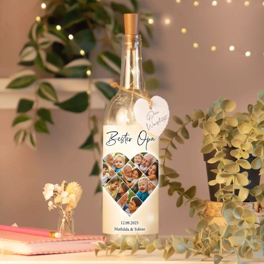 Personalisierte Lichterflasche "Fotocollage #5 Herz"