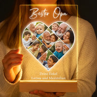Personalisierte LED-Lampe aus Acrylglas "Fotocollage #5 Herz"
