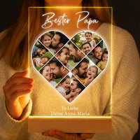 Personalisierte LED-Lampe aus Acrylglas "Fotocollage #5 Herz"