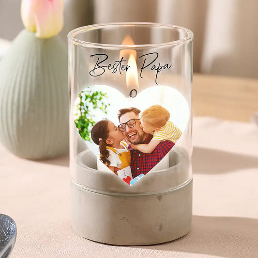 Personalisiertes Windlicht "Fotocollage #5 Herz"