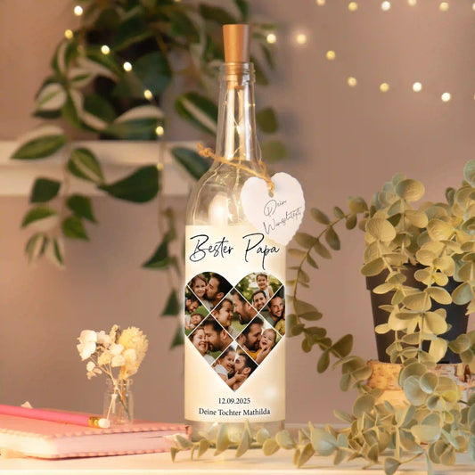 Personalisierte Lichterflasche "Fotocollage #5 Herz"