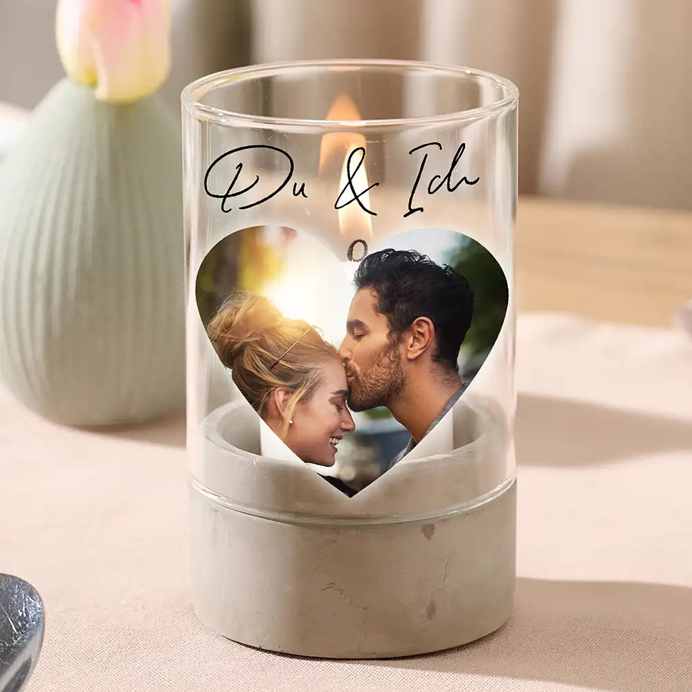 Personalisiertes Windlicht "Fotocollage #5 Herz"