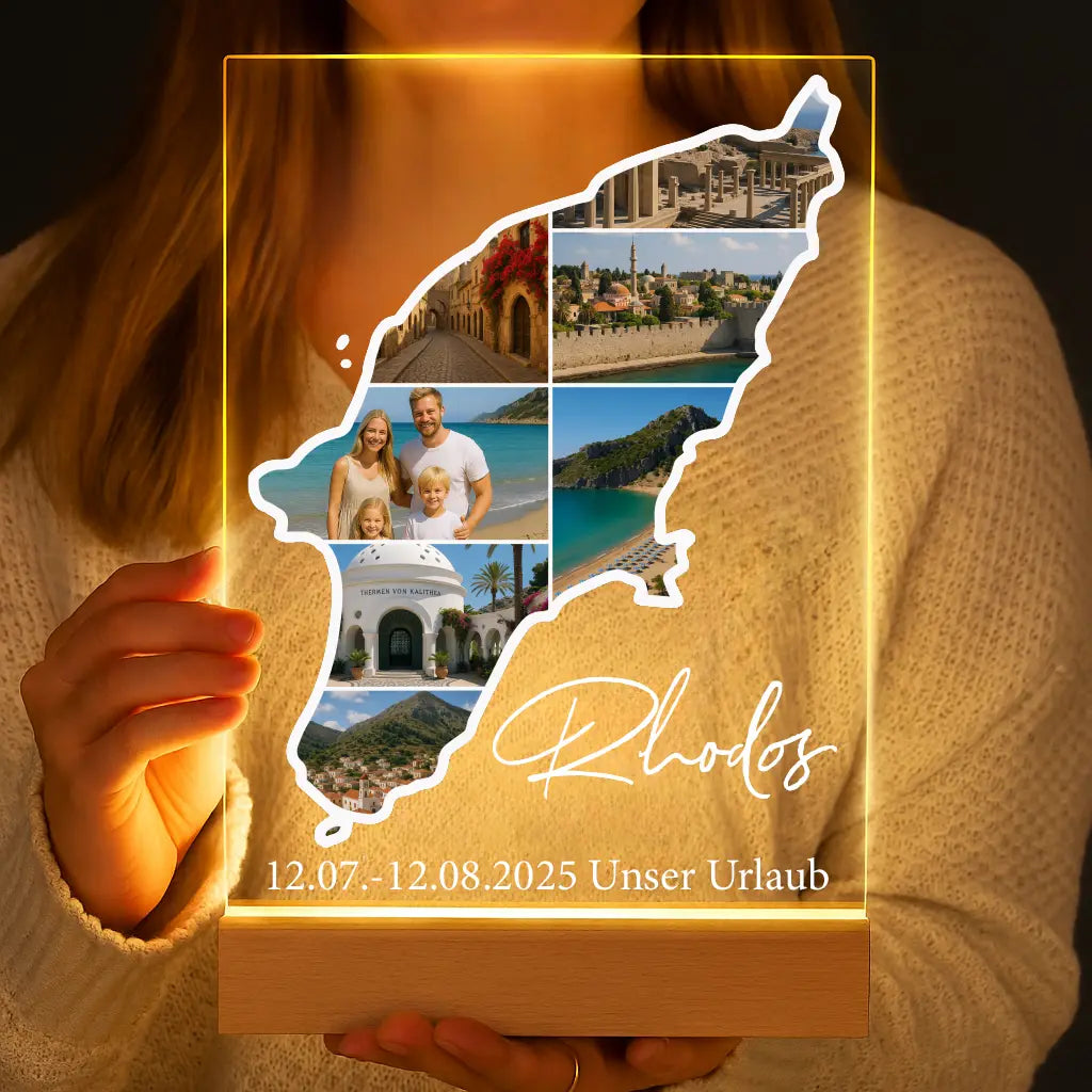 Personalisierte LED-Lampe aus Acrylglas "Unser Urlaub #1"