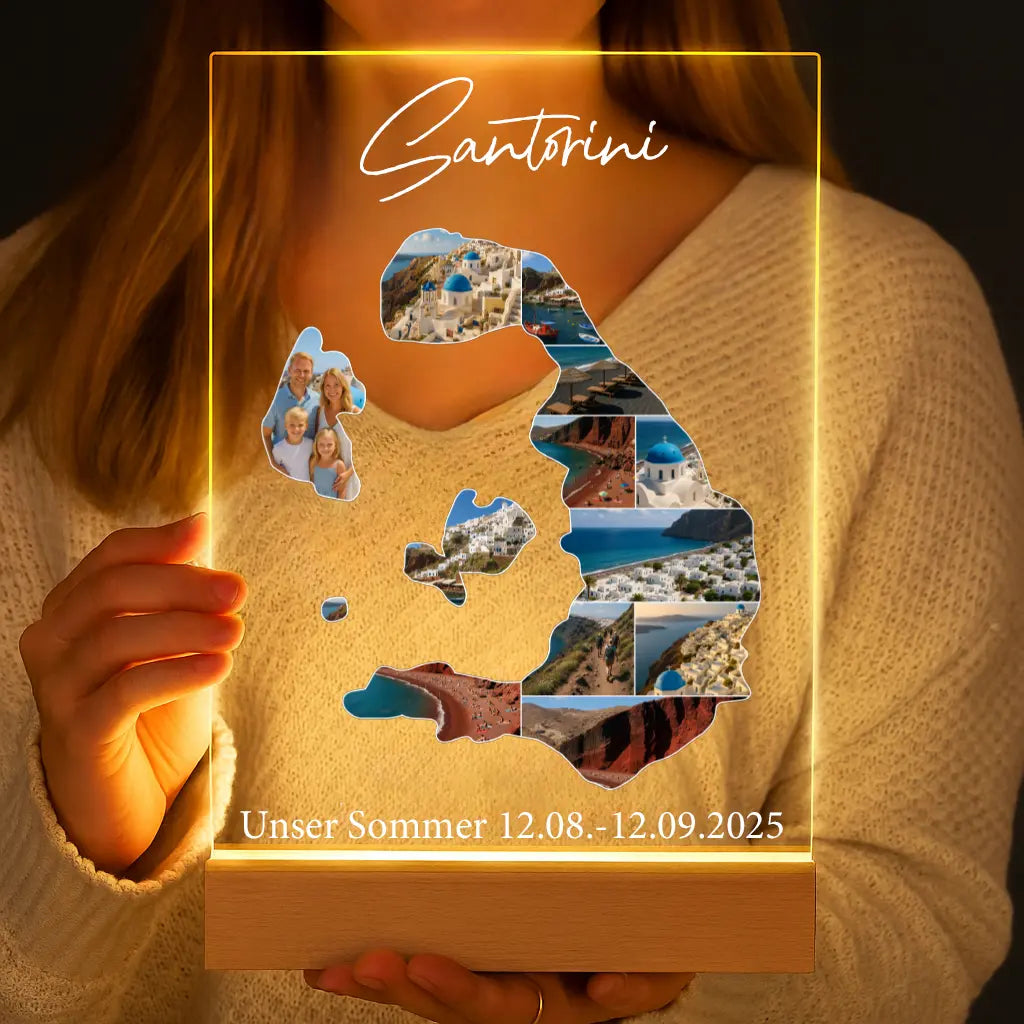 Personalisierte LED-Lampe aus Acrylglas "Unser Urlaub #1"