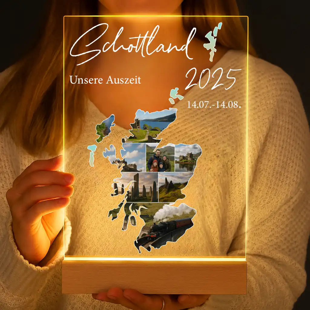 Personalisierte LED-Lampe aus Acrylglas "Unser Urlaub #1"