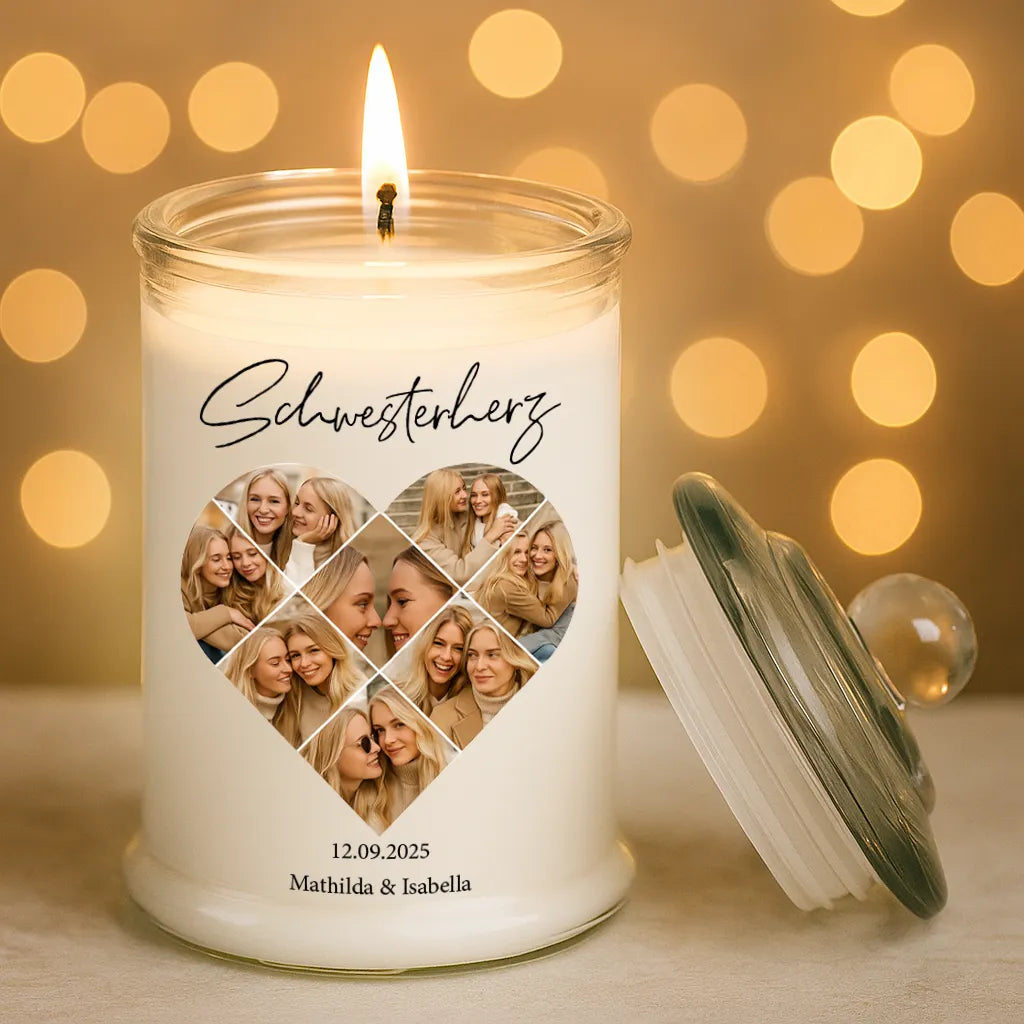 Personalisierte Duftkerze "Fotocollage #5 Herz"