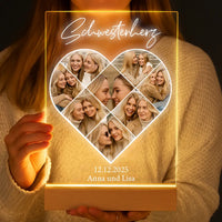 Personalisierte LED-Lampe aus Acrylglas "Fotocollage #5 Herz"