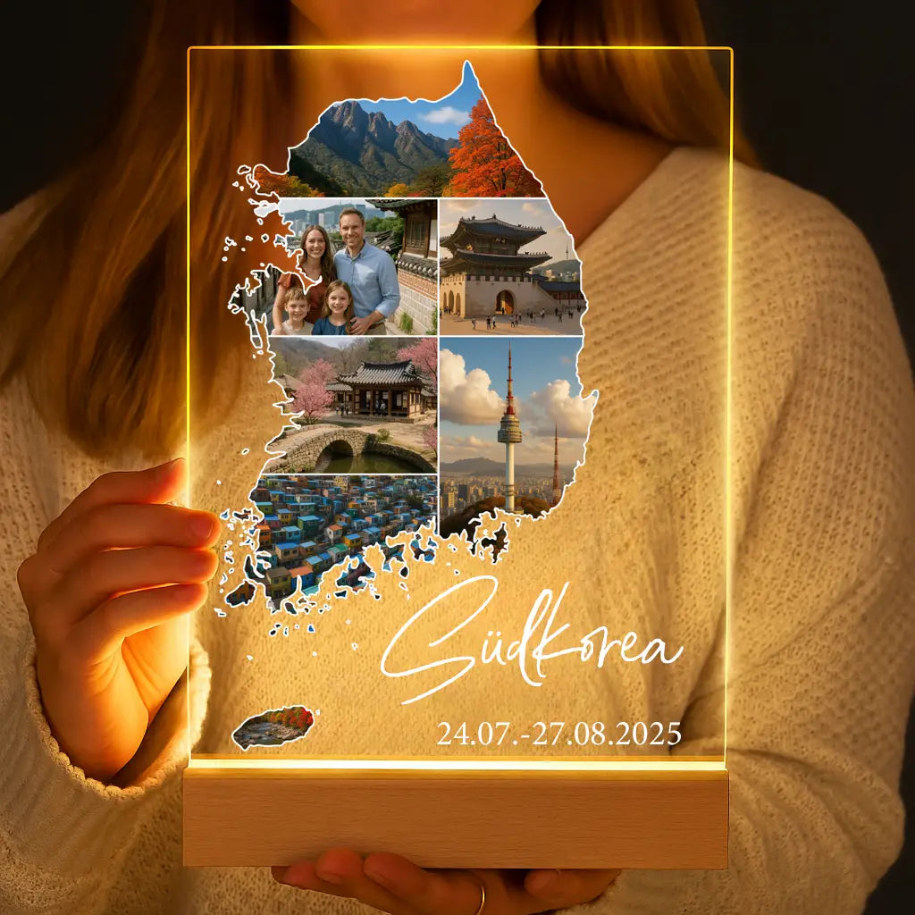 Personalisierte LED-Lampe aus Acrylglas "Unser Urlaub #1"