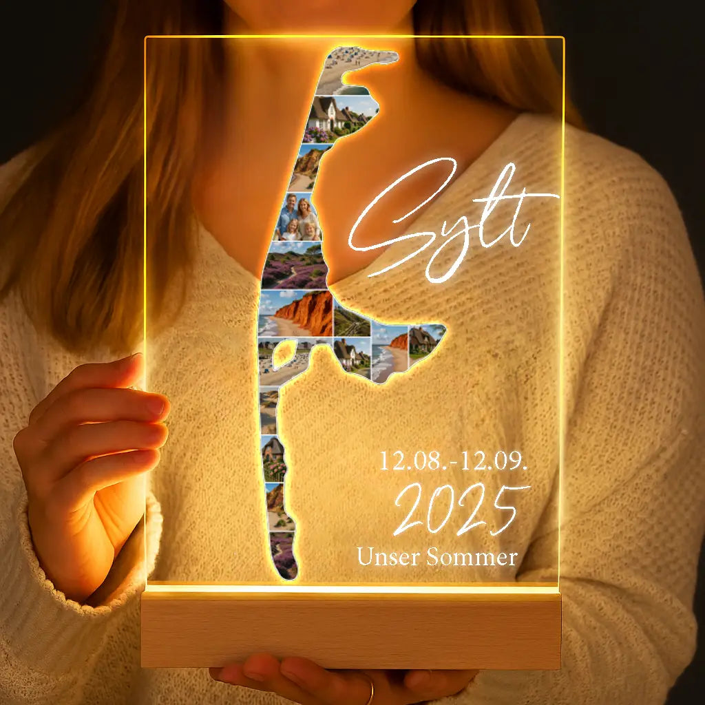Personalisierte LED-Lampe aus Acrylglas "Unser Urlaub #1"
