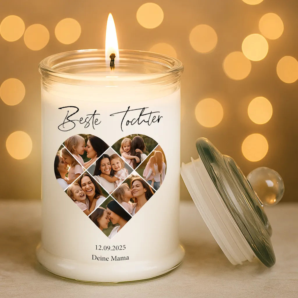 Personalisierte Duftkerze "Fotocollage #5 Herz"