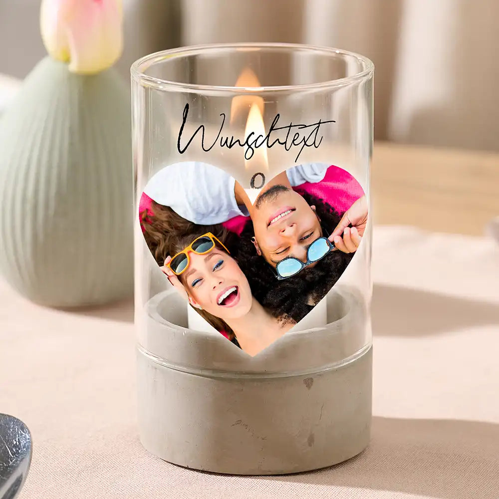 Personalisiertes Windlicht "Fotocollage #5 Herz"