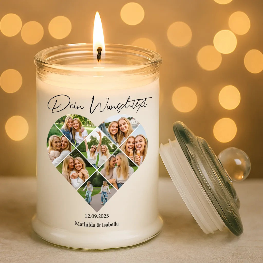 Personalisierte Duftkerze "Fotocollage #5 Herz"