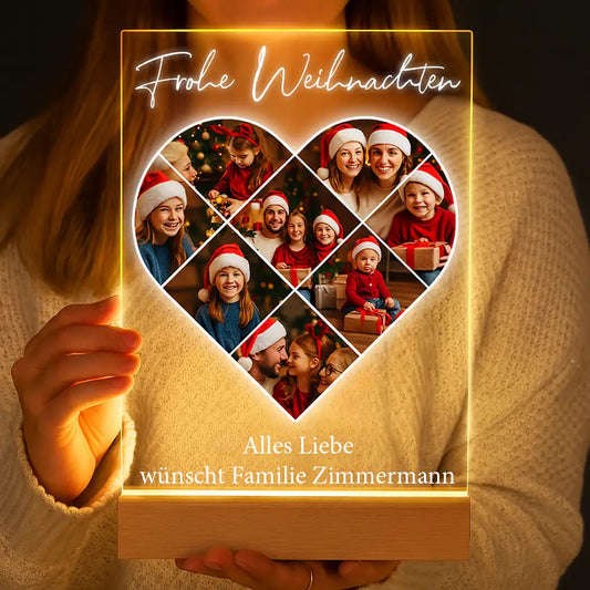 Personalisierte LED-Lampe aus Acrylglas "Fotocollage #5 Herz"