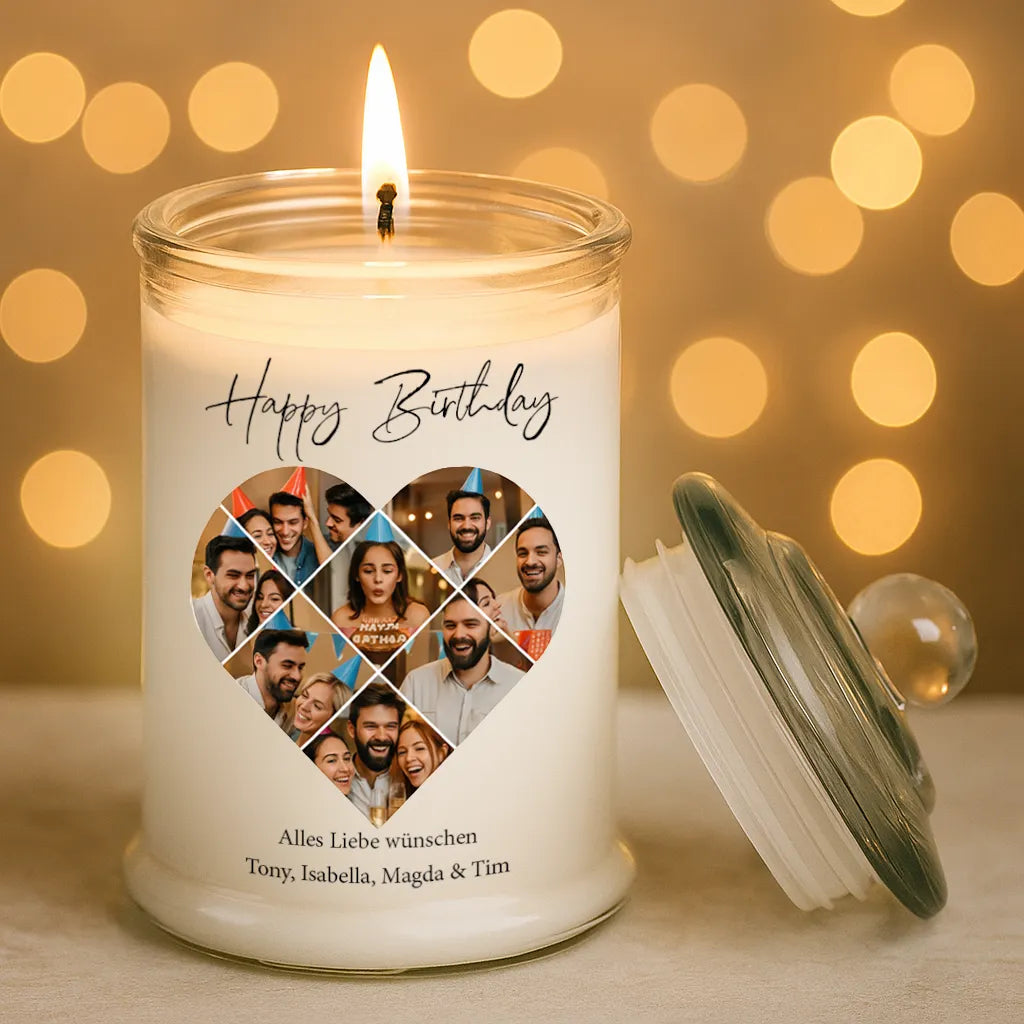Personalisierte Duftkerze "Fotocollage #5 Herz"