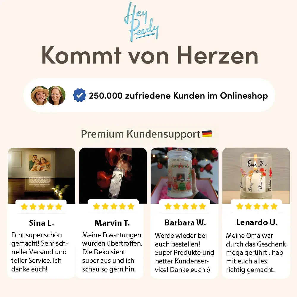 Hey Pearly Kundenbewertungen – Personalisierte Lichterflasche "Mädchen Mädchen" mit Gravur, Premium Kundensupport