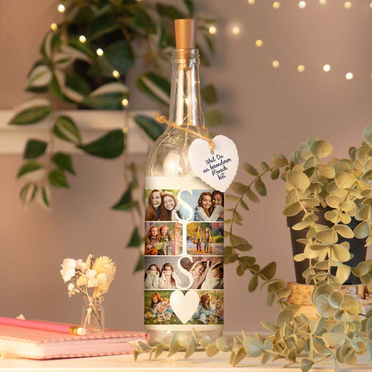 Personalisierte Lichterflasche "Fotocollage #1"