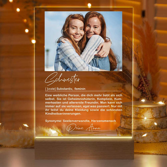 Personalisierte LED-Lampe aus Acrylglas "Definition"