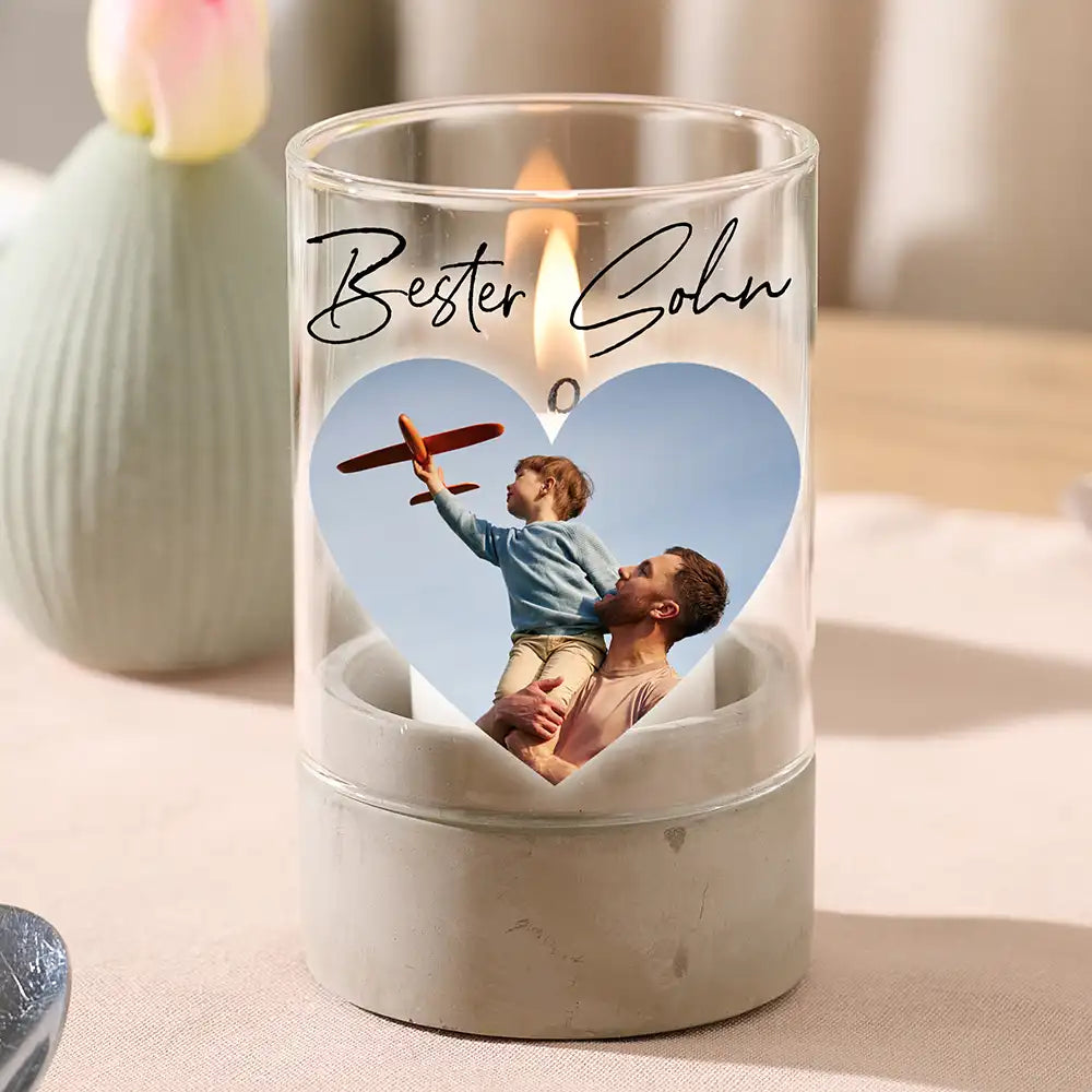 Personalisiertes Windlicht "Fotocollage #5 Herz"