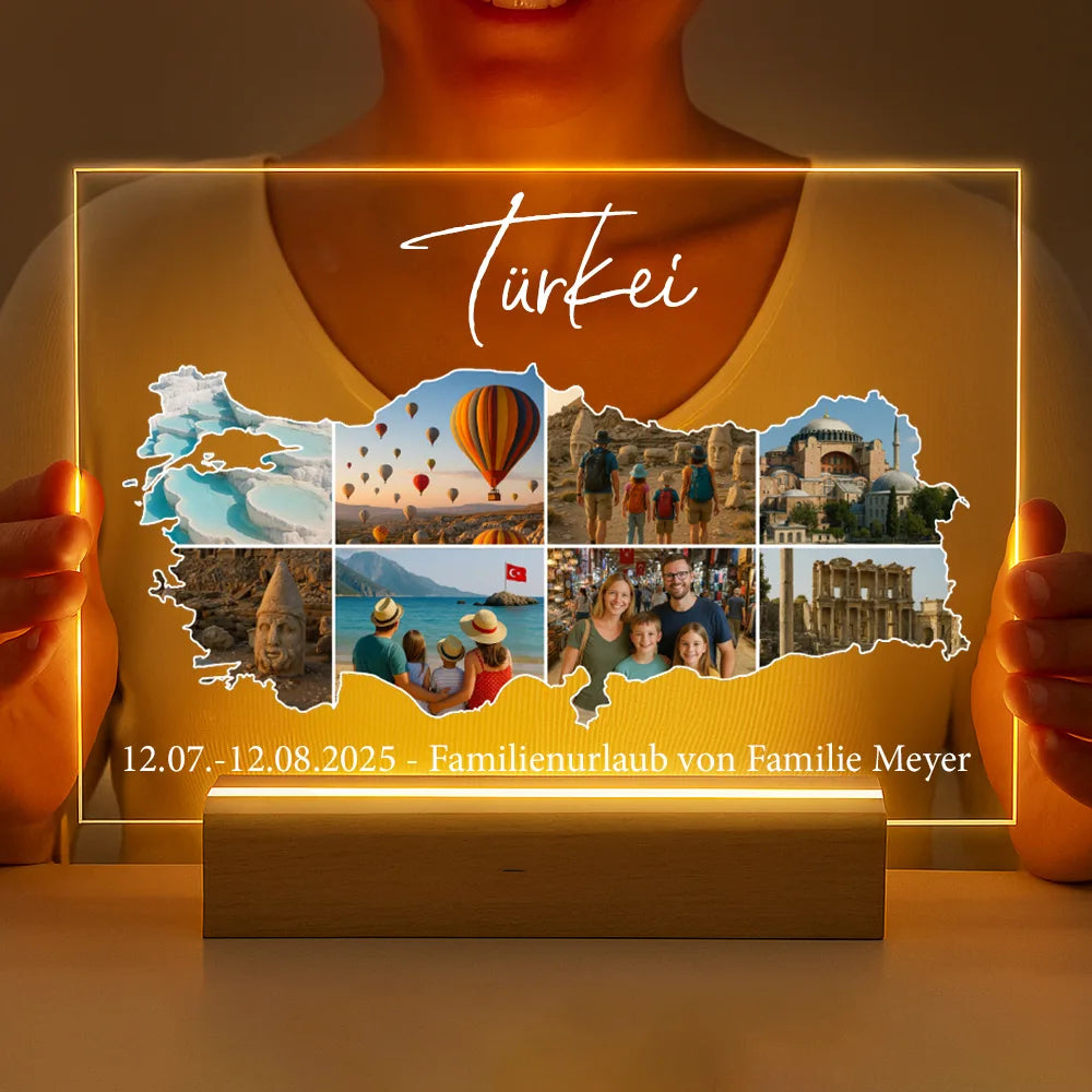 Personalisierte LED-Lampe aus Acrylglas "Unser Urlaub #1"